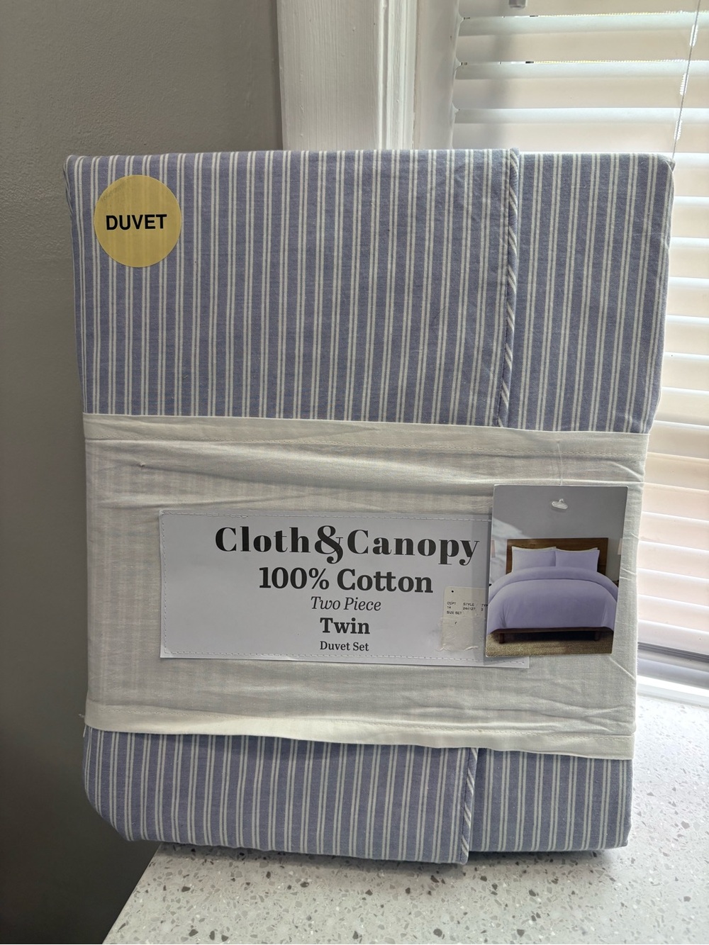 NEW Cloth and Canopy Twin Duvet Set in Blue Stripe